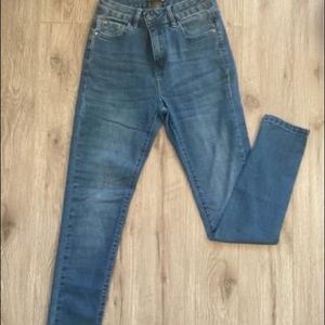 Blue Denim High-waisted Jeans